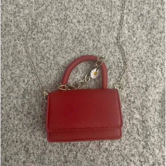 NEW Faux Leather Micro Mini Bag Red Crossbody Pebble Bag - Picture 3 of 5